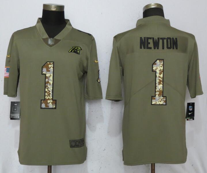 Men Carolina Panthers #1 Newton Olive Camo Carson 2017 Salute to Service Limited Nike NFL Jerseys->kansas city chiefs->NFL Jersey